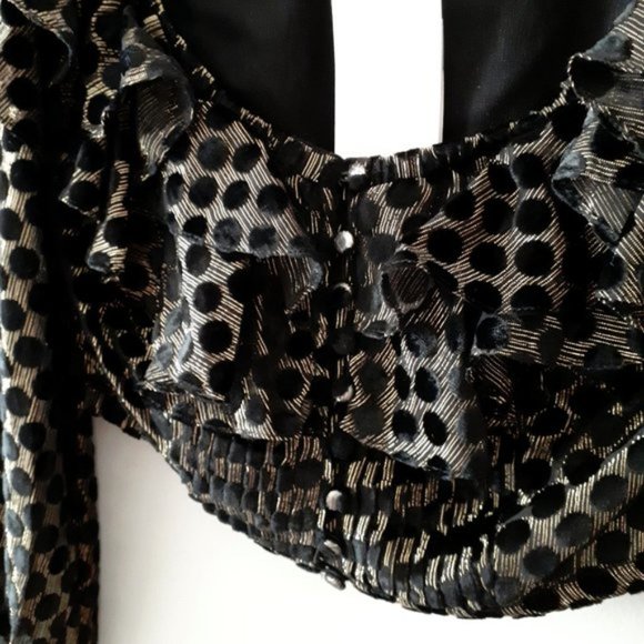 NWT Rococo Sand black & gold polka dot stripe semi-sheer crop top - Picture 8 of 8